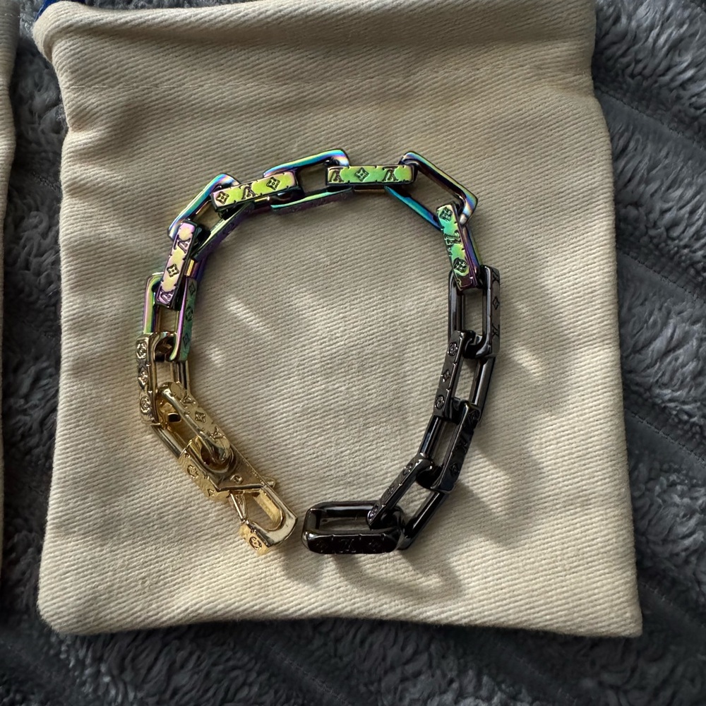 Louis Vuitton Gold and Black Chain-Link Bracelet